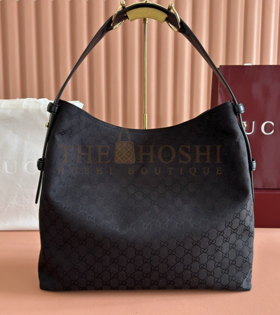 Gvc*1 Beatrix Black Calfskin Shoulder Bag with Horsebit Detail Model 850546 Italy Size  40x36x12cm Master Quality
