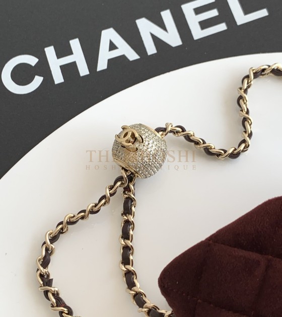 Ch**el Ch**el 25B Velvet Flap Bag with Crystal Ball Charm 18cm/20cm