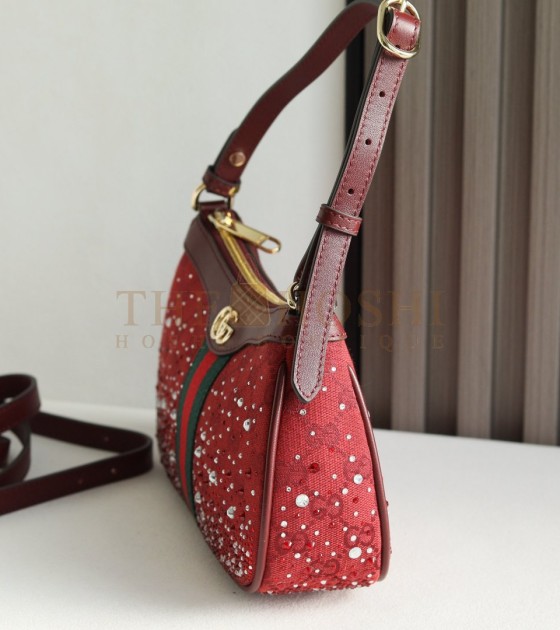 Gvc*1 Ophidia Small Boston Shoulder Bag Burgundy Size 26×15×6.5cm Master Quality