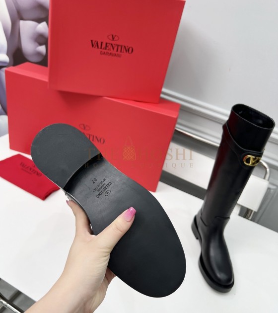 Va1e*ntin0 Rockstud Ankle Boots Black Leather Studded Heel 35-40