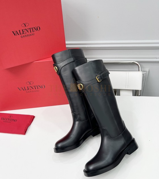 Va1e*ntin0 Rockstud Ankle Boots Black Leather Studded Heel 35-40