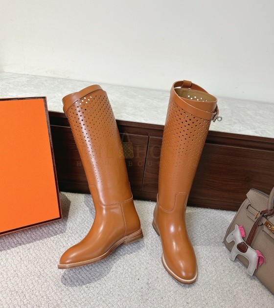 H**me5 Jumping Riding Boots Swift Calfskin Brown Women