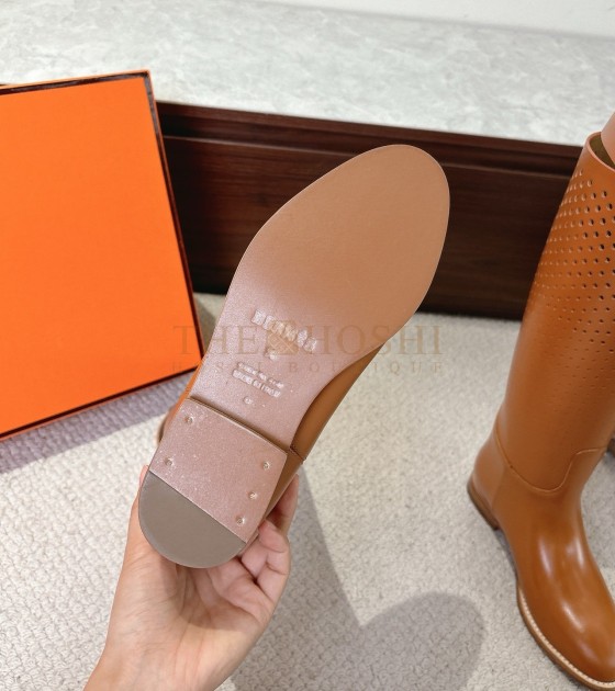 H**me5 Jumping Riding Boots Swift Calfskin Brown Women