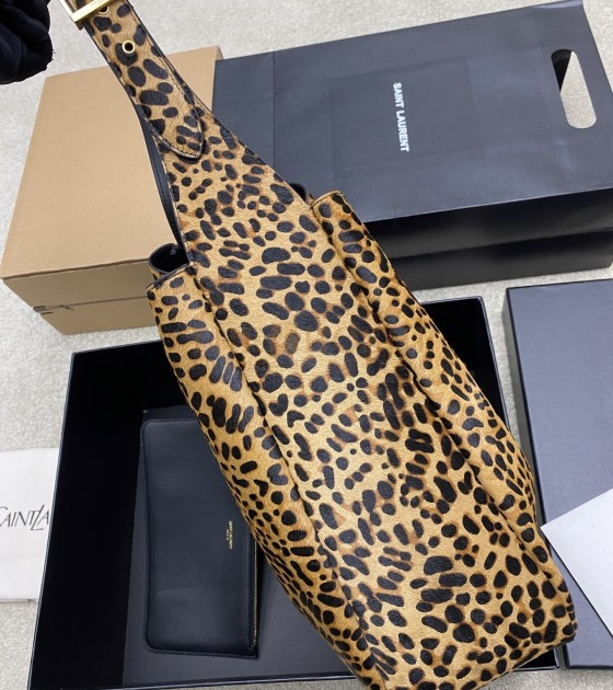 Sa1nt Lau*nt Y51 Jamie Hobo Bag Cow Hair & Lambskin with Leopard Print Size 30×31×13cm Master Quality