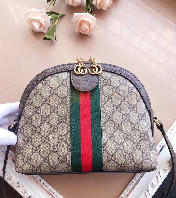 Gvc*1 Ophidia Small Crossbody Bag Canvas Brown Leather 23.5*8*19cm Master Quality