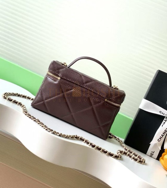 Ch**el 25C Caviar Leather Vanity Case Bag with Chain 17x19.5x5cm Master Quality