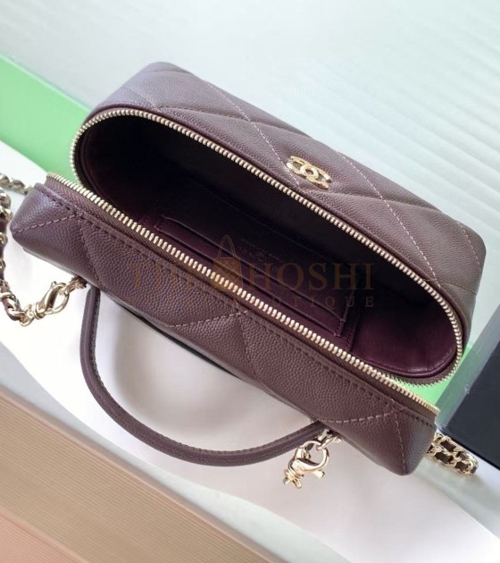 Ch**el 25C Caviar Leather Vanity Case Bag with Chain 17x19.5x5cm Master Quality