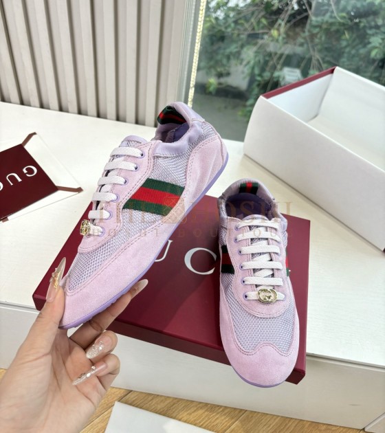 Gvc*1 Ace Sneakers Women White Suede Leather GG Canvas Size 35-40 Master Quality