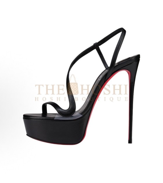 Chr1st1an Louboutin Rosalie Alta Sandals Black Leather 15cm Heel Master Quality