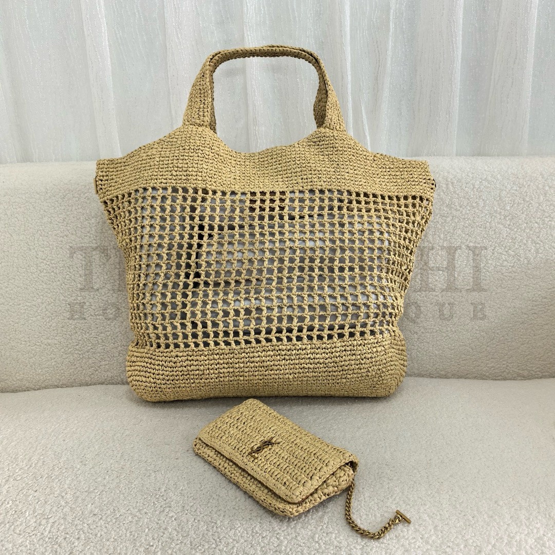 Sa1nt Lau*nt Icare Maxi Shopping Bag in Naturel Raffia Master Quality