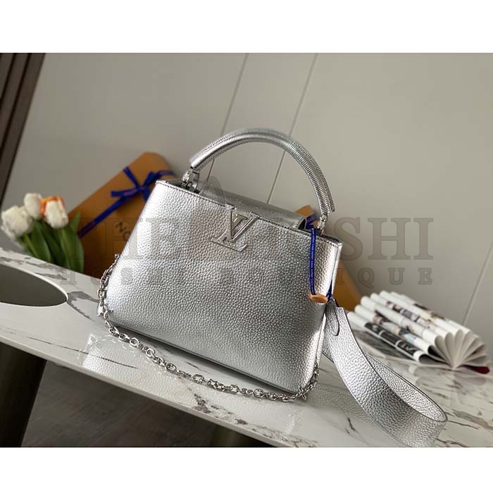 L0vis Vvtt0n LV Women Capucines BB Handbag Etain Metallic Gray Taurillon Leather Master Quality