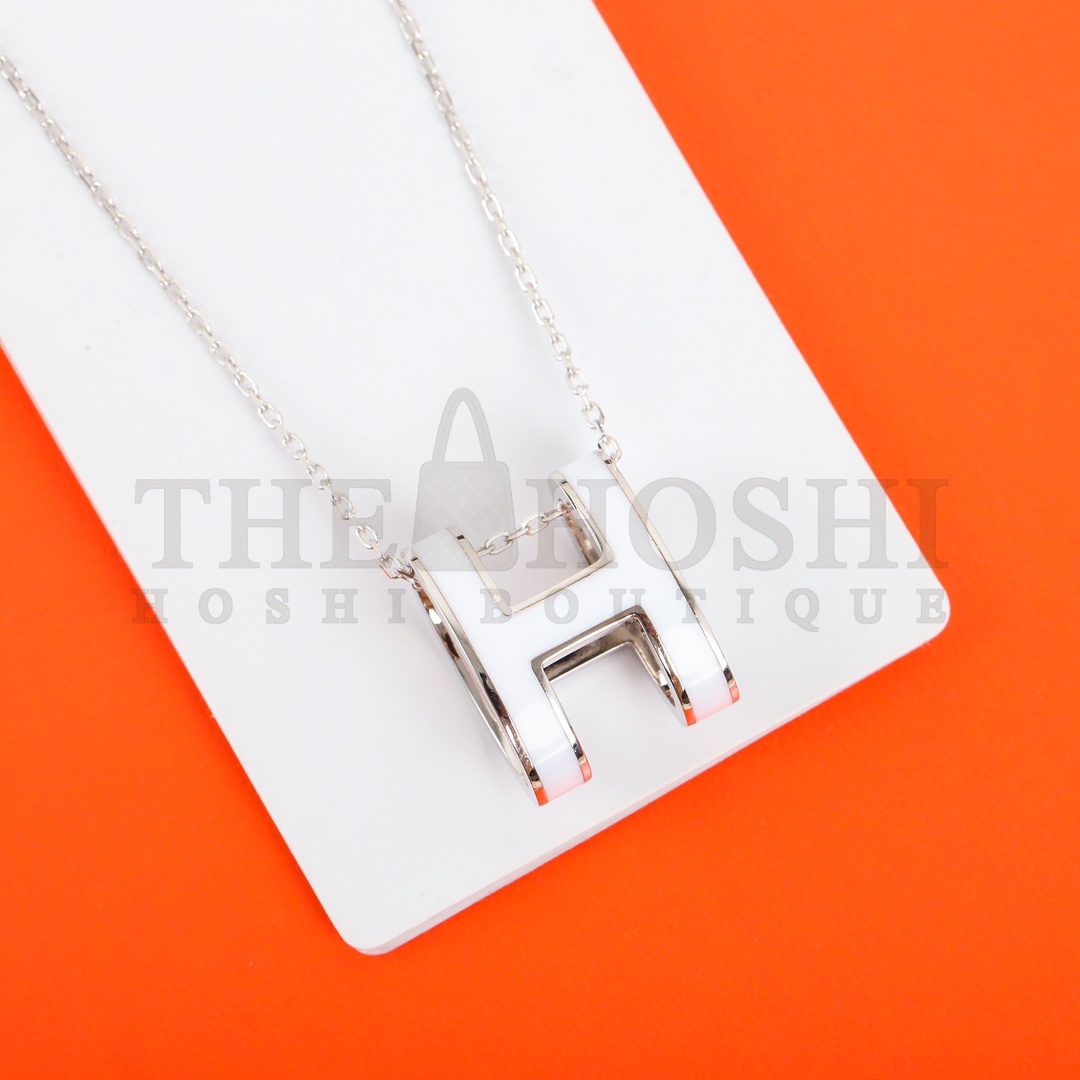Herme* H**me5 Enameled Curved H Necklace Master Quality