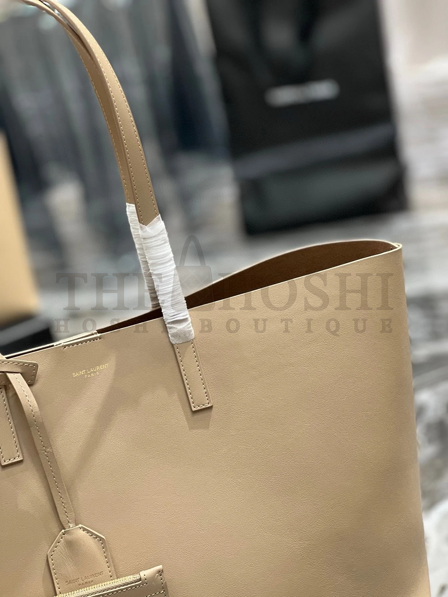 Sa1nt Lau*nt Shopping Tote Bag in Beige Leather Master Quality