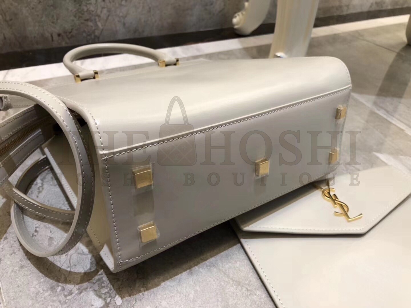 Sa1nt Lau*nt Uptown Small Tote In Blanc Smooth Leather Master Quality