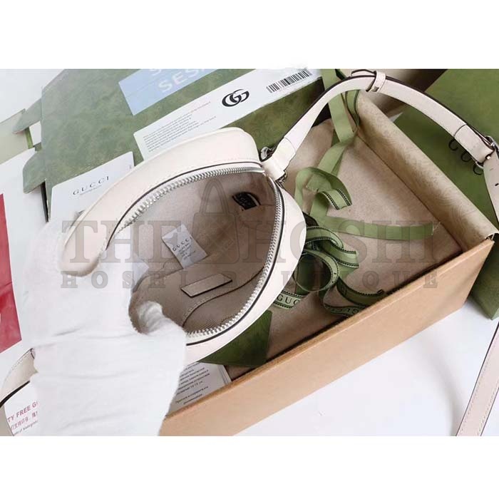 Gvc*1 Women GG Blondie Mini Shoulder Bag White Leather Round Interlocking G Patch Master Quality