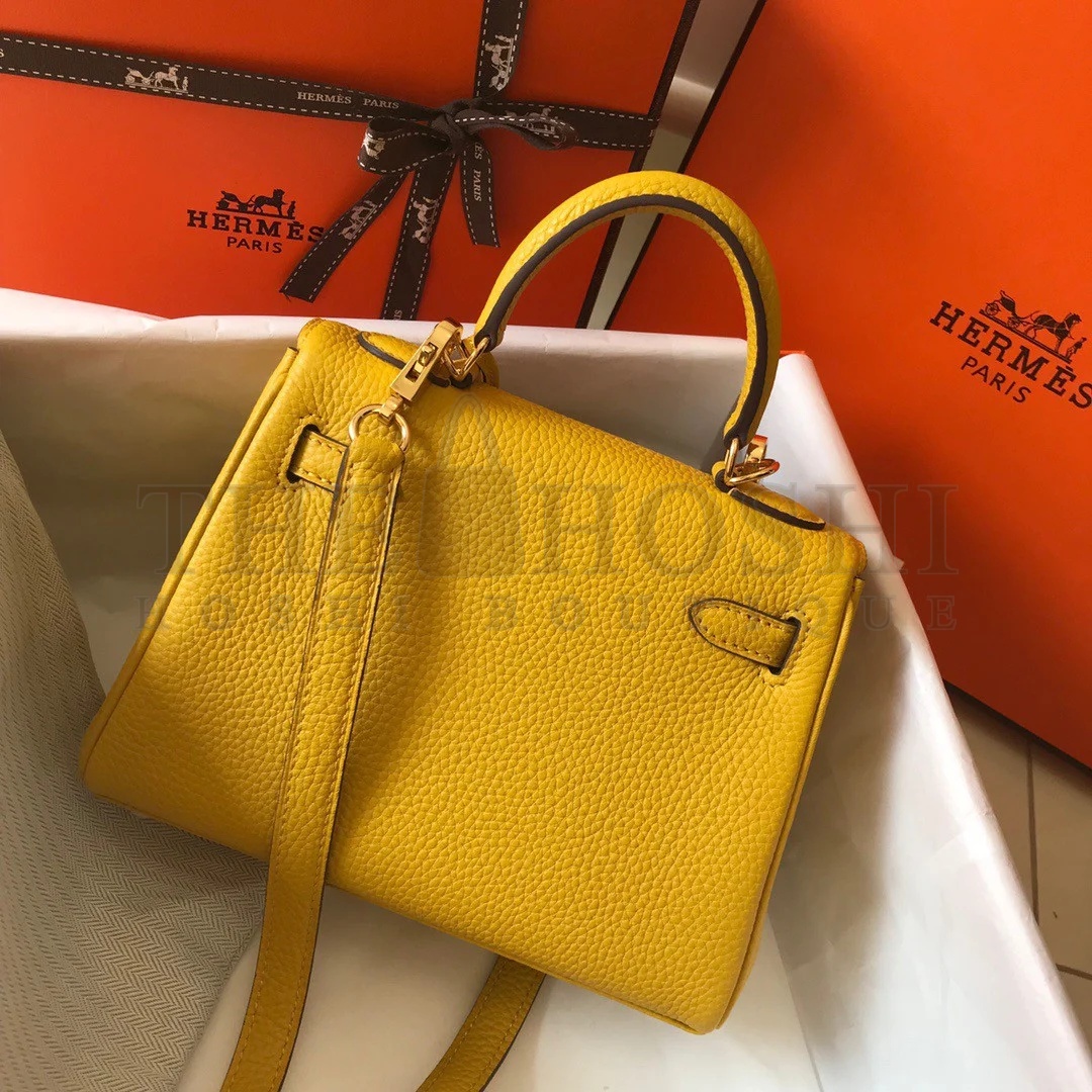 H**me5 Kelly 20cm Bag In Yellow Clemence Leather GHW Master Quality