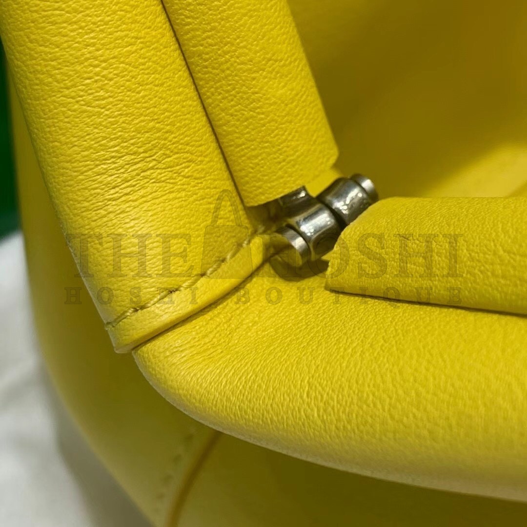 B0tt*ga Ven*ta Small Point Top Handle Bag In Yellow Leather Master Quality