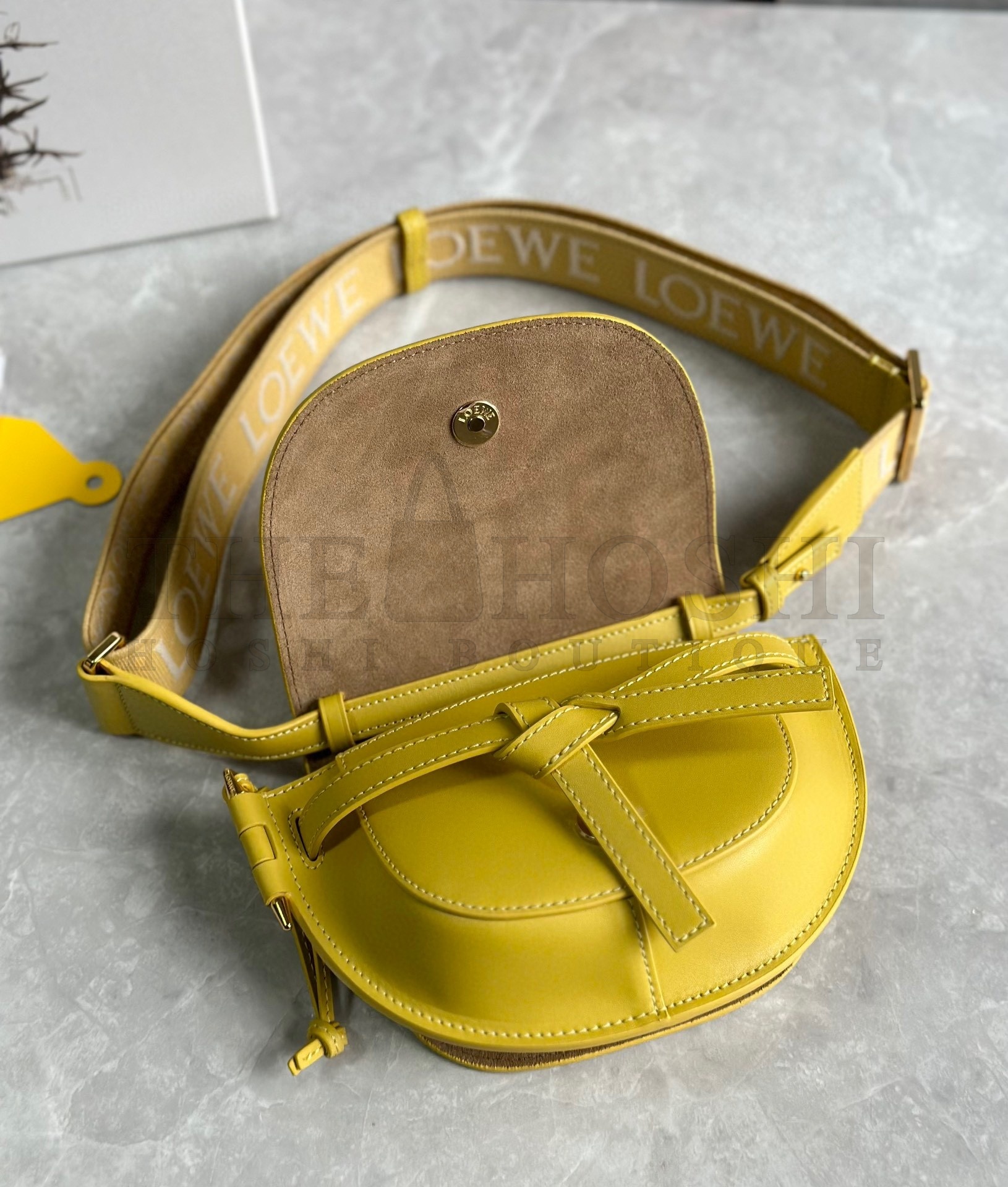 L0ew* Gate Dual Mini Bag in Yellow Calfskin Master Quality