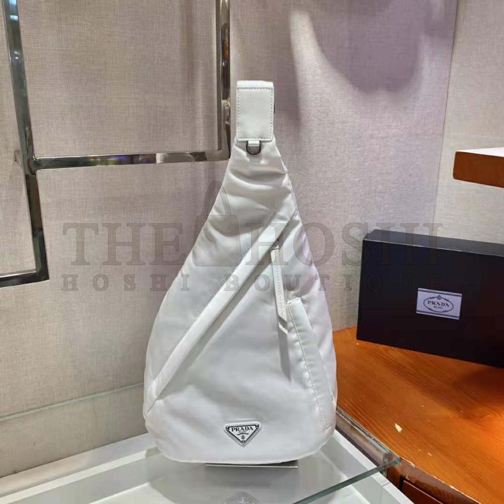 Pra*a Unisex Re-Nylon and Leather Backpack-White Master Quality