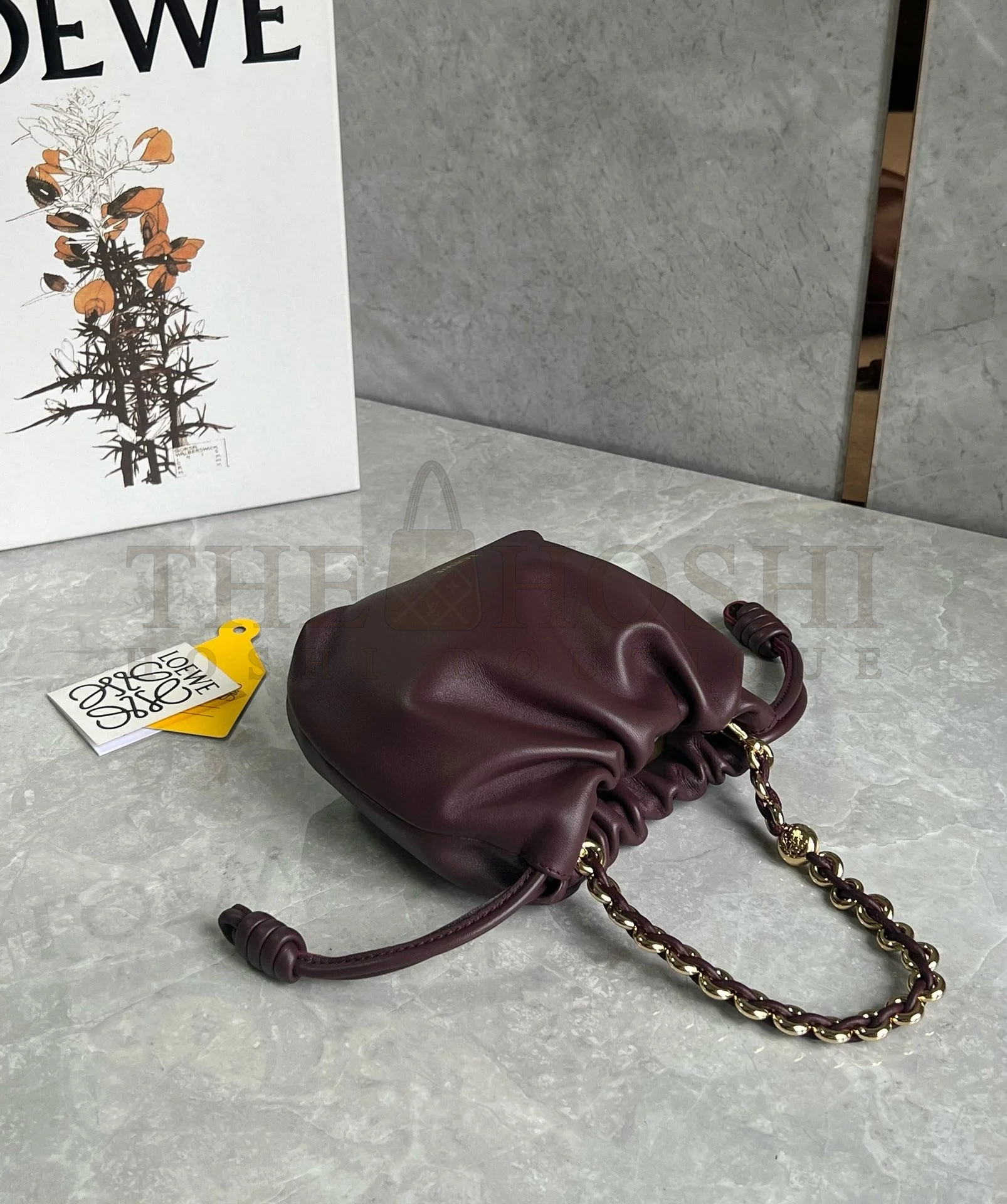 L0ew* Mini Flamenco Purse Bag in Burgundy Nappa Lambskin Master Quality