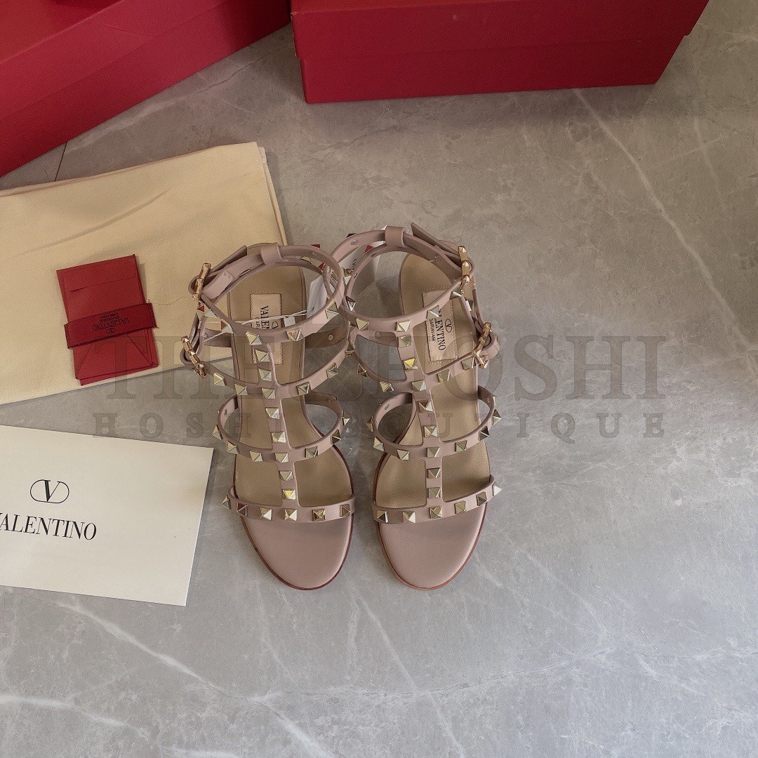 Va1e*ntin0 Rockstud Ankle Strap Sandals 90mm In Poudre Calfskin Master Quality