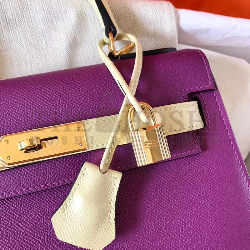 H**me5 Bicolor Epsom Kelly 28cm Purple Handmade Bag Master Quality