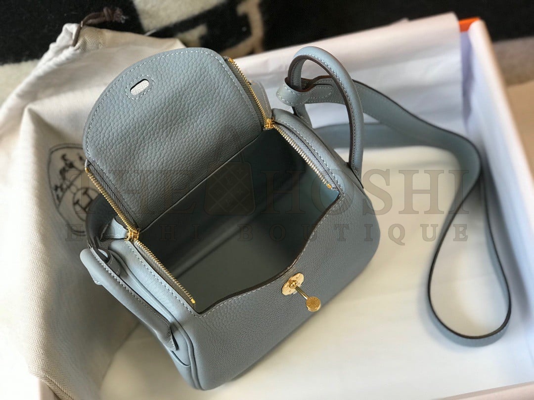 H**me5 Lindy Mini Bag In Blue Lin Clemence Leather GHW Master Quality