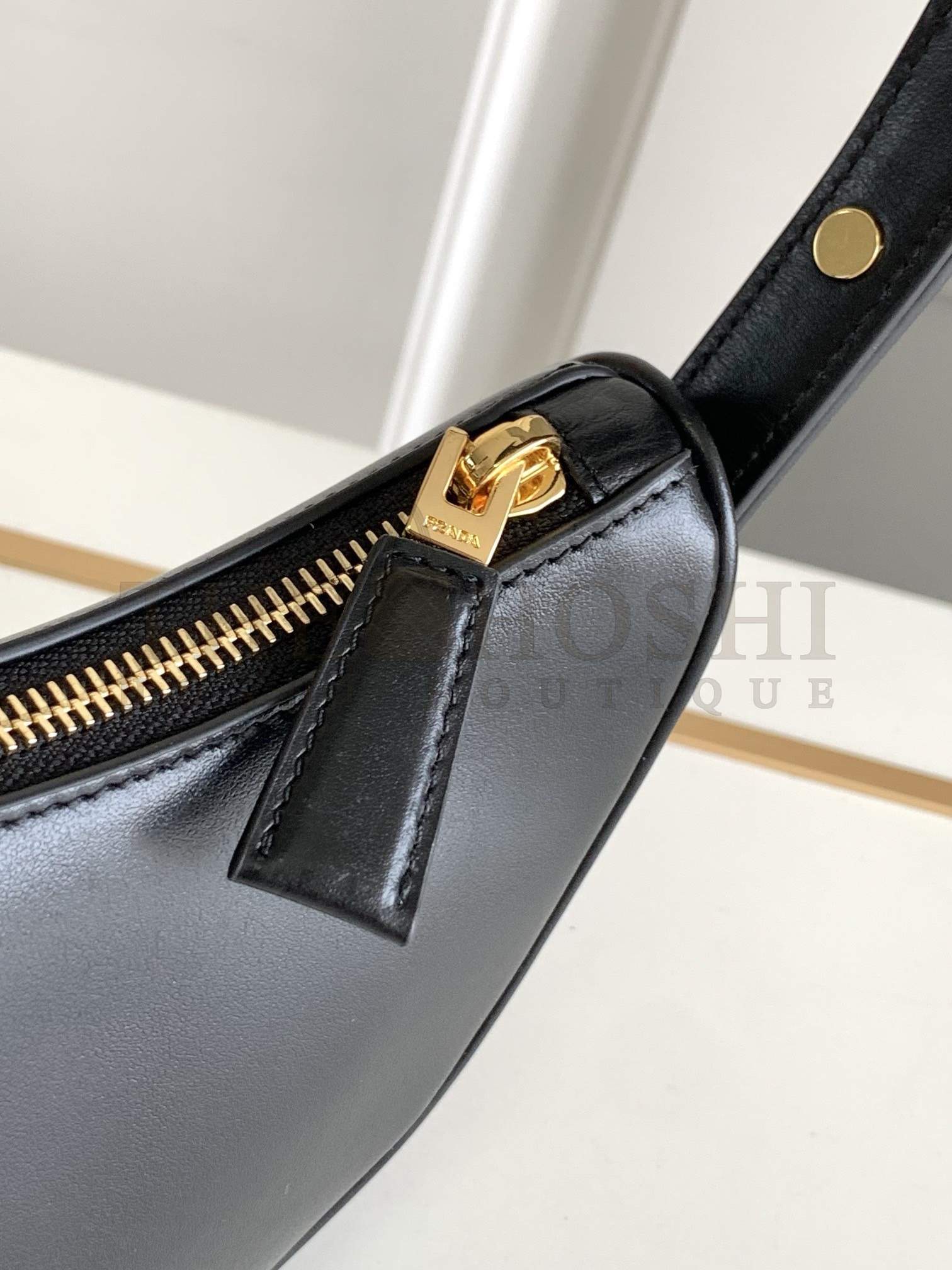 Pra*a Arque Mini Shoulder Bag in Black Leather Master Quality