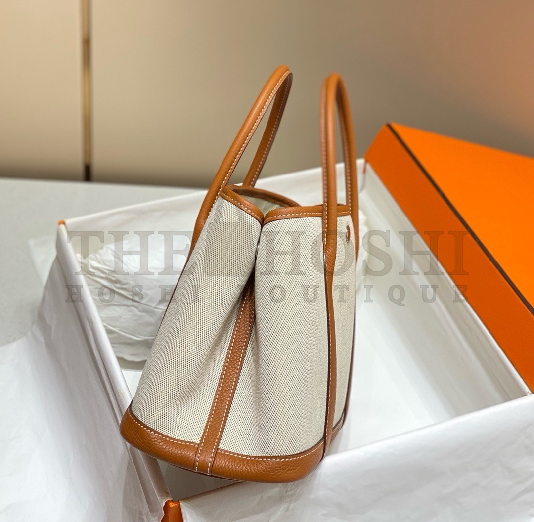 H**me5 Garden Party 30cm Bag in Toile and Gold Leather Master Quality