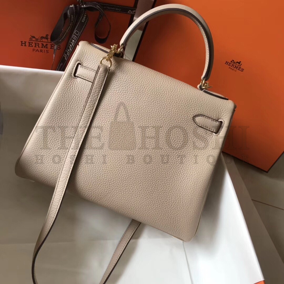 H**me5 Kelly 28cm Retourne Bag In Argile Clemence Leather Master Quality