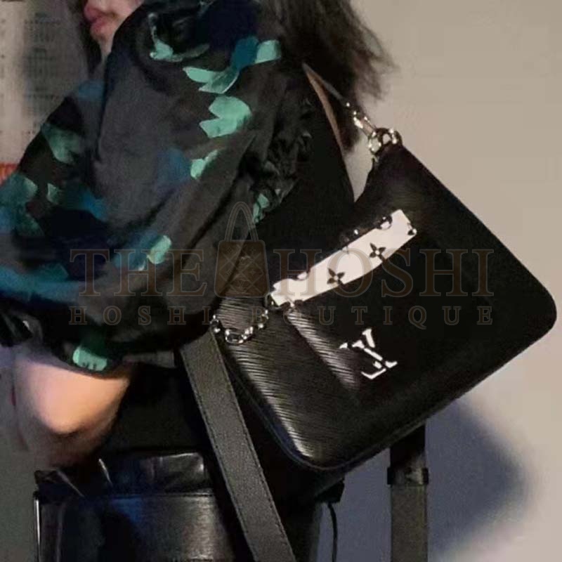 L0vis Vvtt0n LV Women Marelle Handbag Quartz Black Epi Grained Cowhide Canvas Master Quality