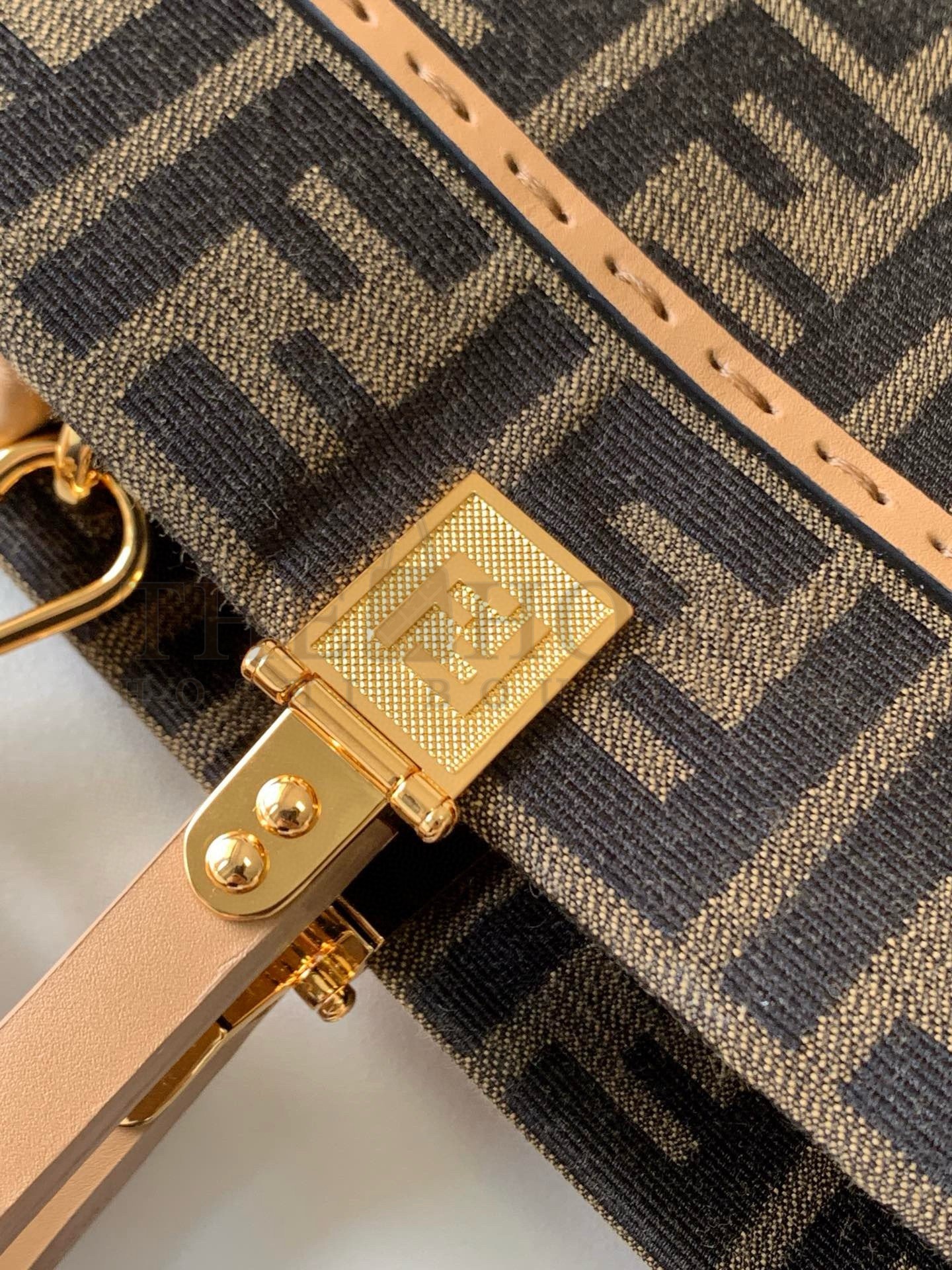 F**di Sunshine Large Tote Bag in Brown FF Jacquard Fabric Master Quality