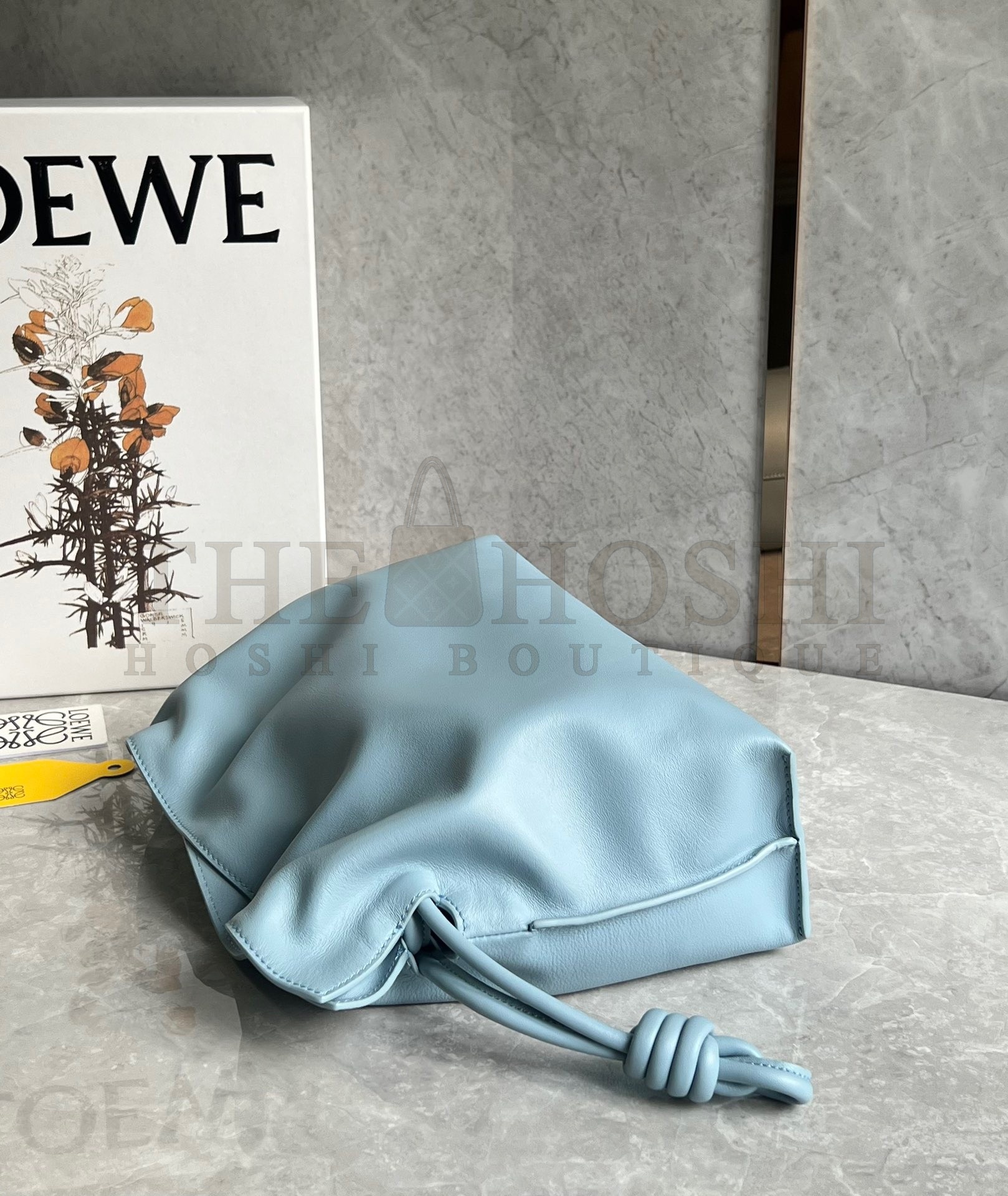 L0ew* Flamenco Clutch Bag In Dusty Blue Calfskin Master Quality