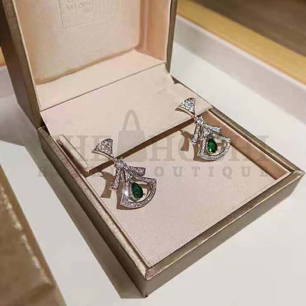 Bv1g*ai Women Divas Dream 18 KT White Gold Openwork Earrings Master Quality