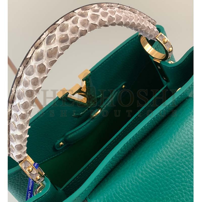 L0vis Vvtt0n LV Women Capucines BB Handbag Green Taurillon Python Skin Leather Master Quality