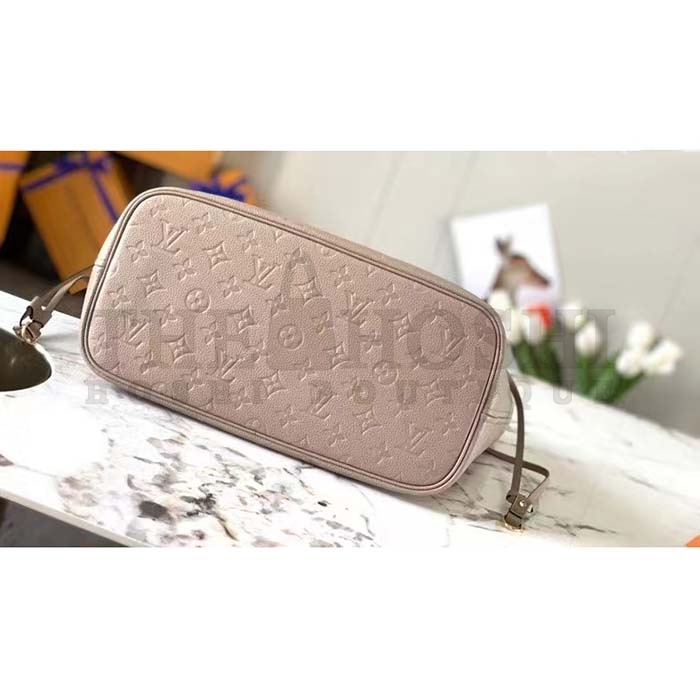 L0vis Vvtt0n Women LV Neverfull MM Carryall Tote Tourterelle Gray Embossed Grained Cowhide M45686 Master Quality