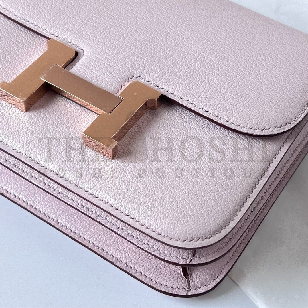 H**me5 Constance 1-18 Mirror Bag In Mauve Pale Chevre Mysore Leather Master Quality