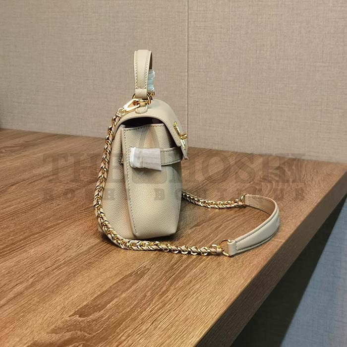 L0vis Vvtt0n LV Women Lockme Ever Mini Handbag Greige Grained Calf Leather Master Quality