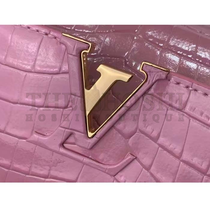 L0vis Vvtt0n LV Women Capucines MM Handbag Pink Crocodilien Brillant Savoir Faire Master Quality