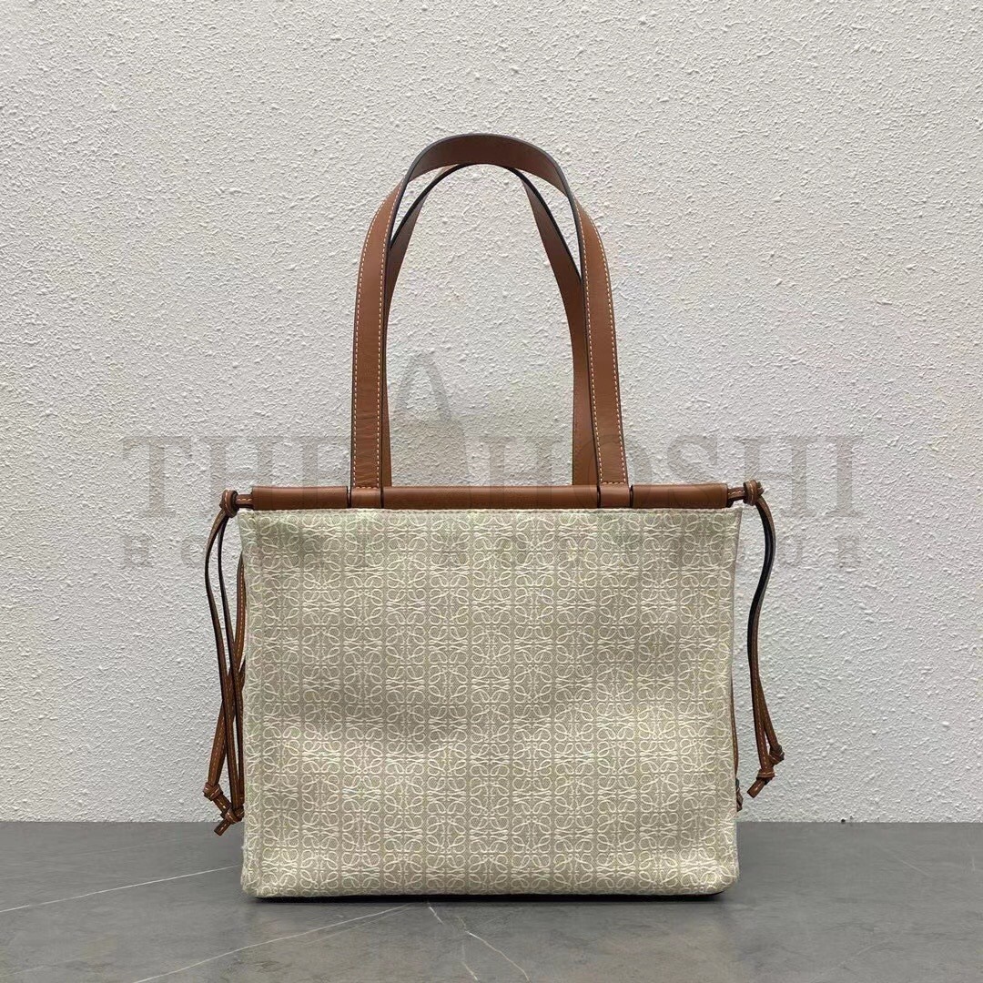 L0ew* Small Cushion Tote In Beige Anagram Jacquard Master Quality