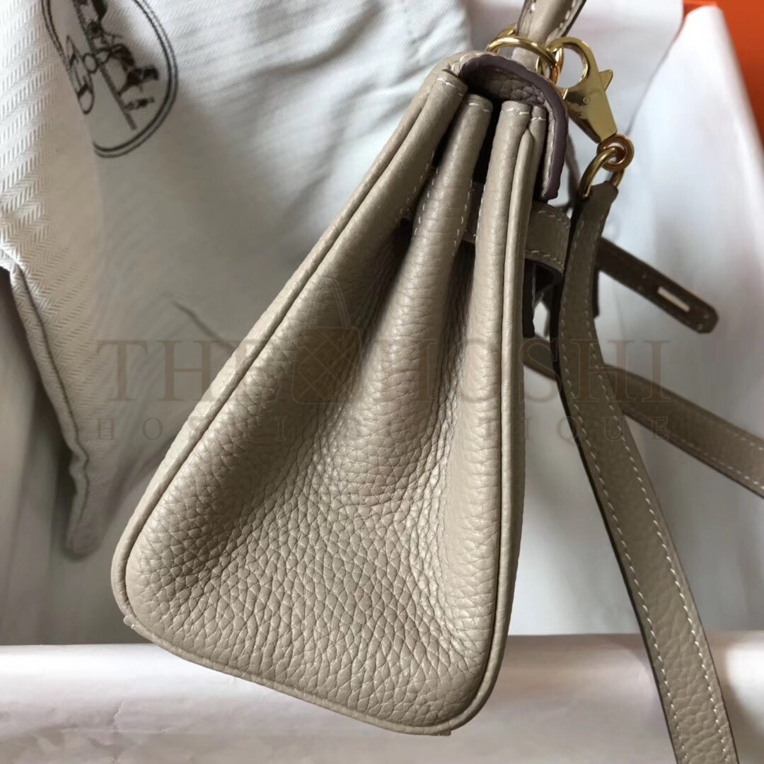 H**me5 Mini Kelly 20cm Bag In Grey Clemence Leather Master Quality