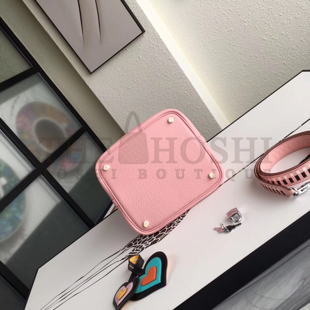 H**me5 Pink Picotin Lock 22cm Braided Handle Bag Master Quality