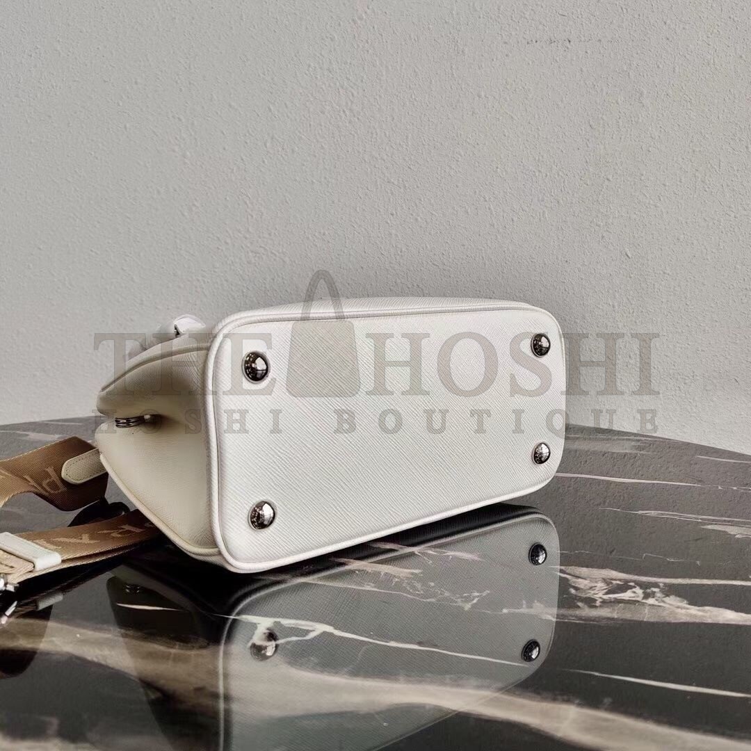 Pra*a Galleria Mini Bag In White Saffiano Leather Master Quality