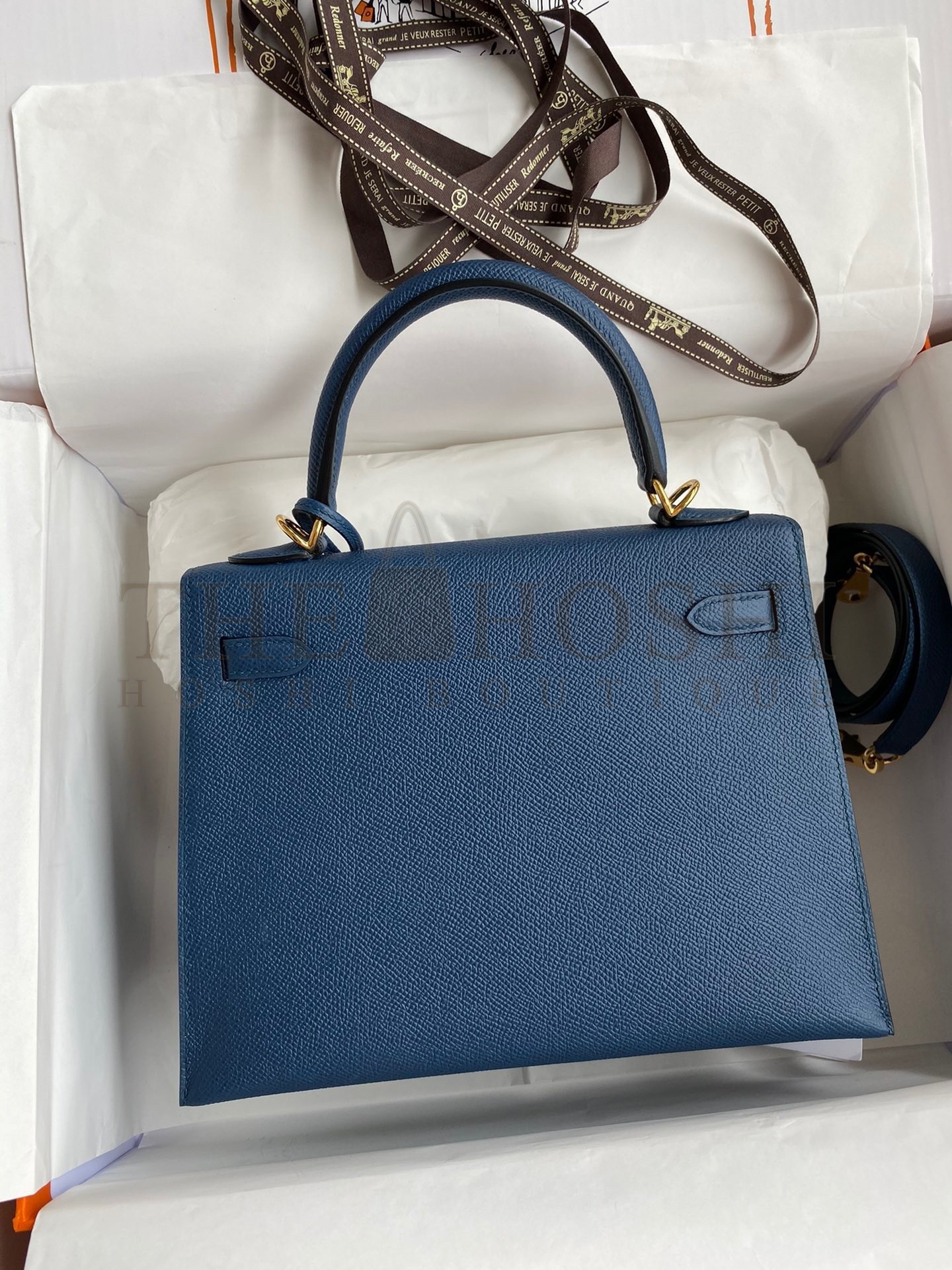 H**me5 Epsom Kelly 25cm Sellier Handmade Deep Blue Bag Master Quality