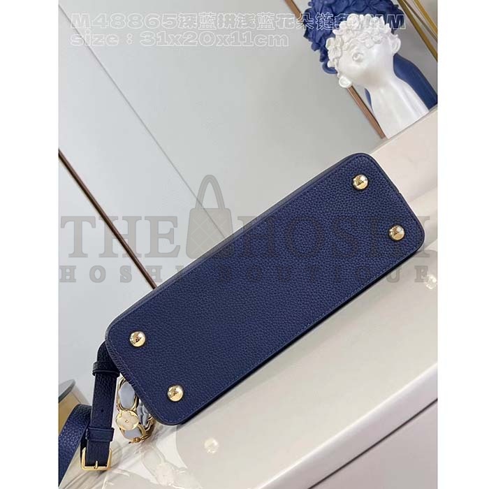 L0vis Vvtt0n LV Women Capucines MM Handbag Navy Blue Taurillon Leather M23199 Master Quality