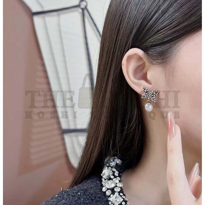 D10r Women CD Papillon De Nuit Earrings Silver Metal Pearls Master Quality