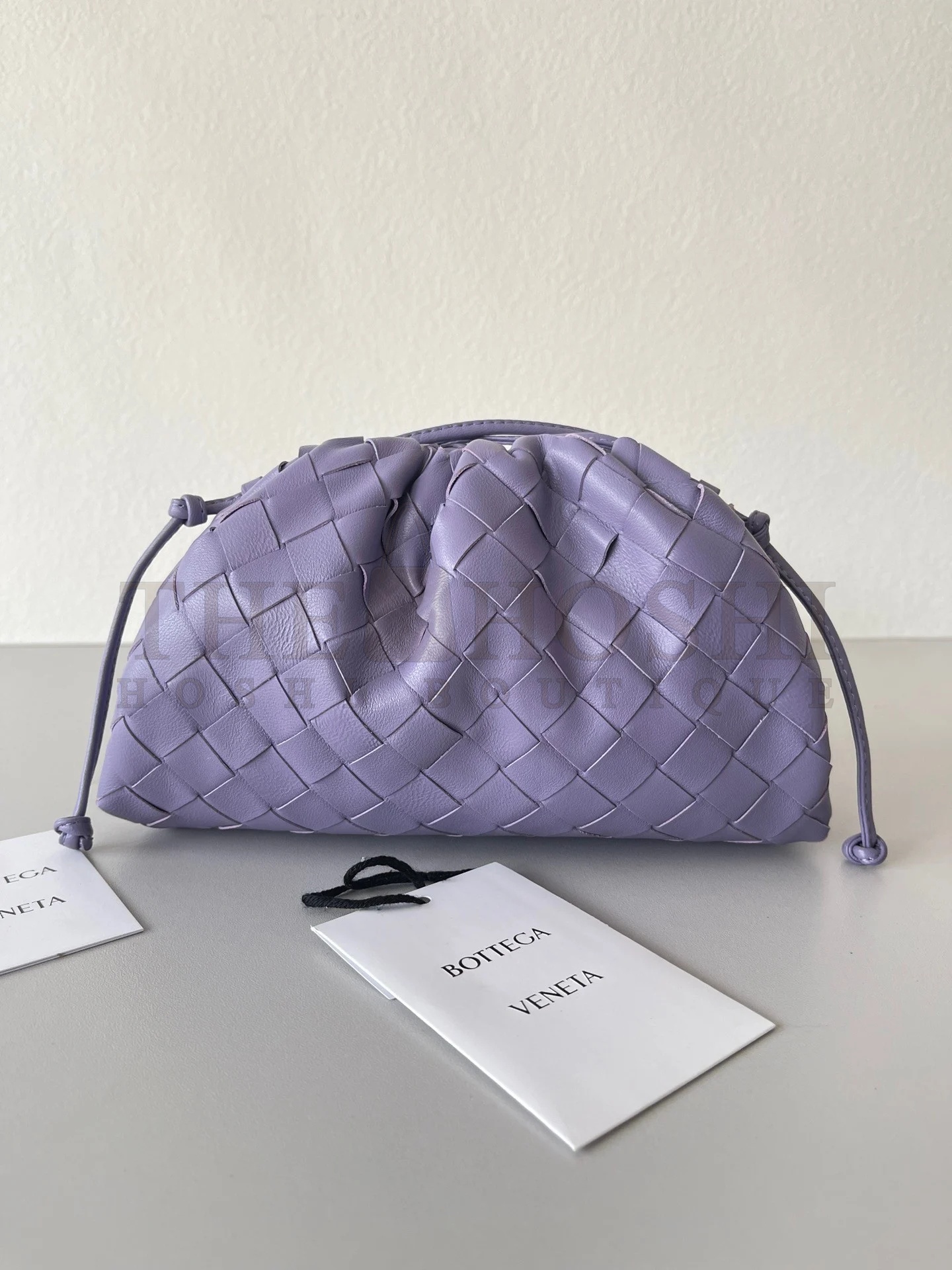 B0tt*ga Ven*ta Mini Pouch with Strap in Wisteria Intrecciato Lambskin Master Quality