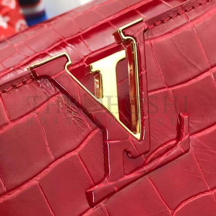 L0vis Vvtt0n LV Women Capucines MM Handbag Red Crocodilien Brillant Savoir Faire Master Quality