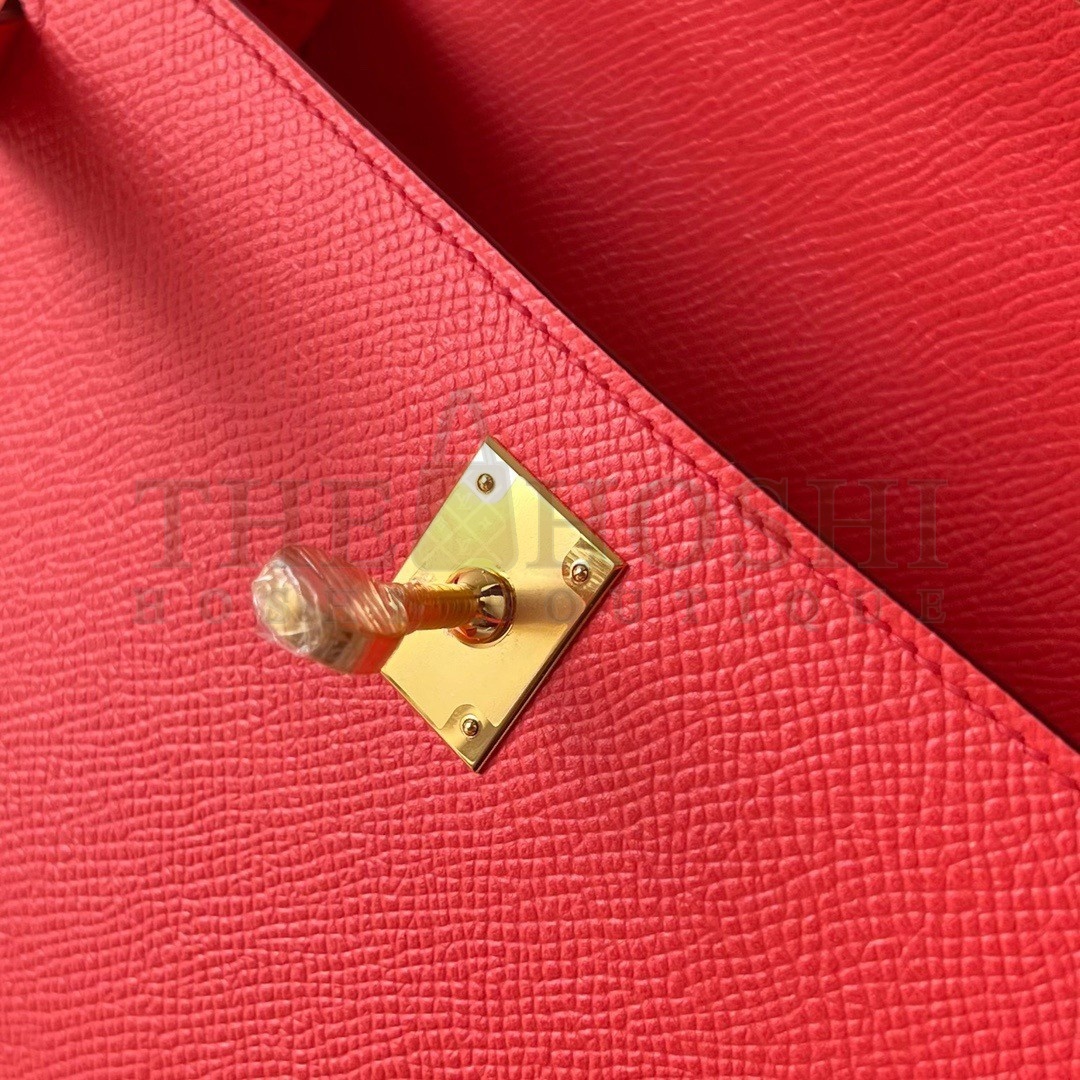 H**me5 Kelly Pochette Handmade Bag In Rose Texas Epsom Calfskin Master Quality