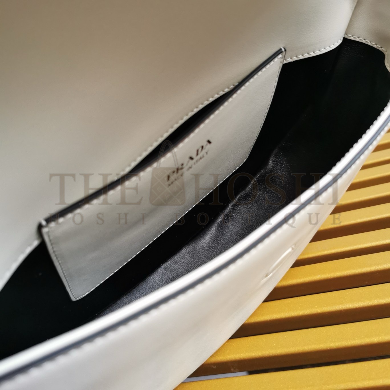 Pra*a Arque Shoulder Bag with Flap in White Leather Master Quality